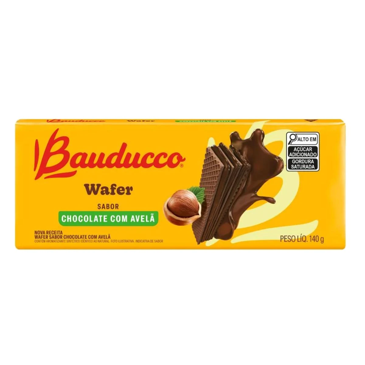Biscoito Wafer Chocolate Avelã Bauducco Pacote 92g