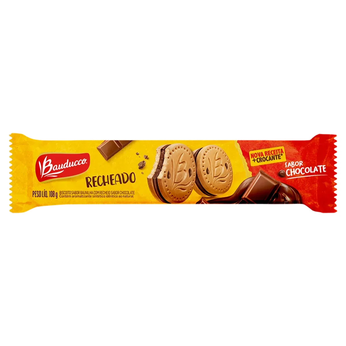 Biscoito Recheado Chocolate Bauducco Pacote 108g