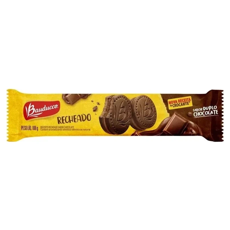 Biscoito Recheado Duplo Chocolate Bauducco Pacote 108g
