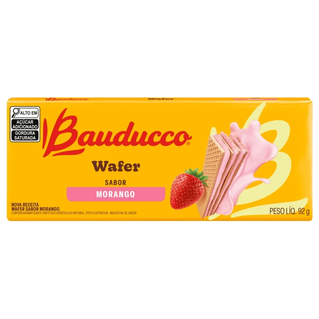Biscoito Wafer Morango Bauducco Pacote 92g