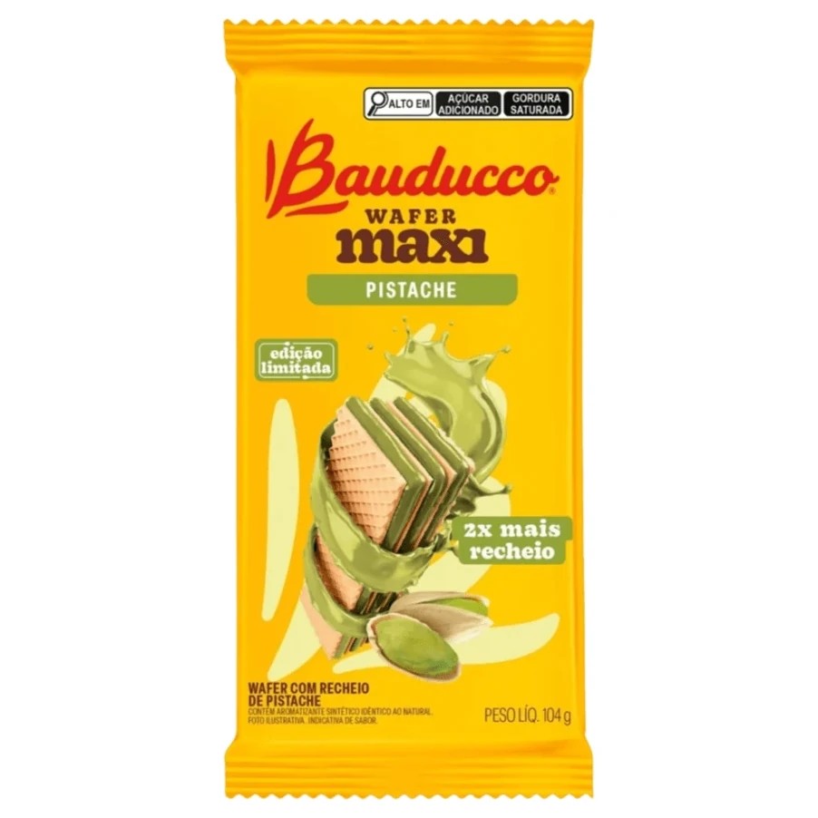 Biscoito Wafer Maxxi Pistache Bauducco Pacote 104g