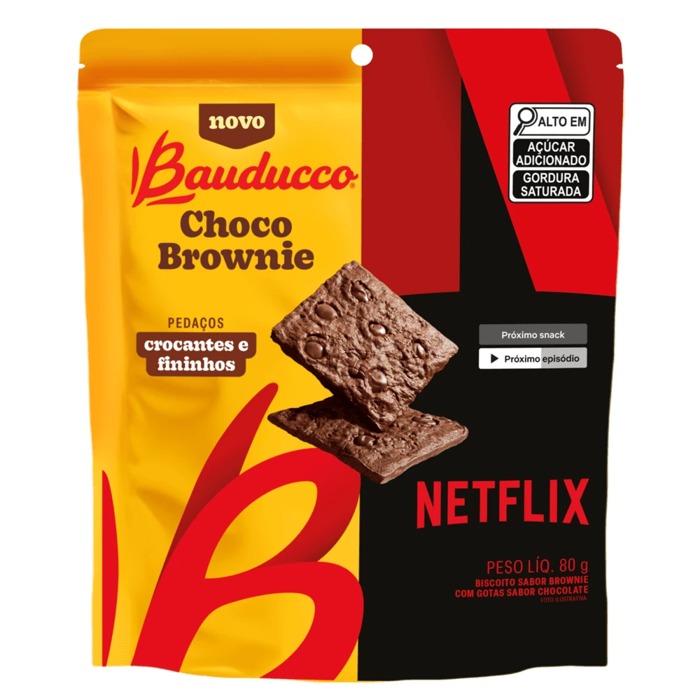 Biscoito Choco Brownie Netflix Bauducco Pacote 80g