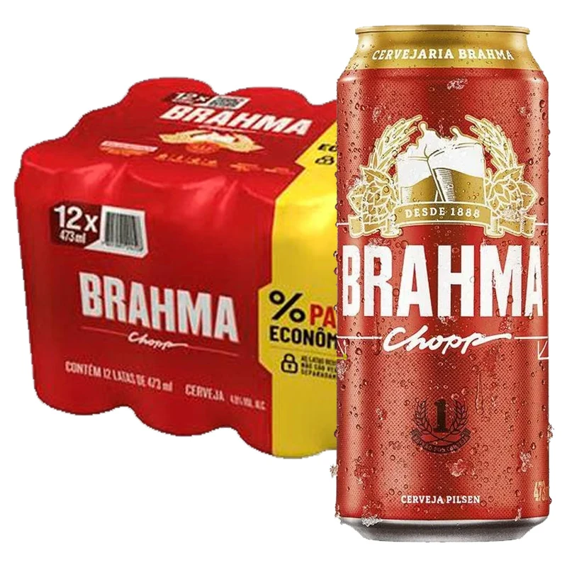 Cerveja Pilsen Chopp Brahma Latão 473ml Pack 12 un