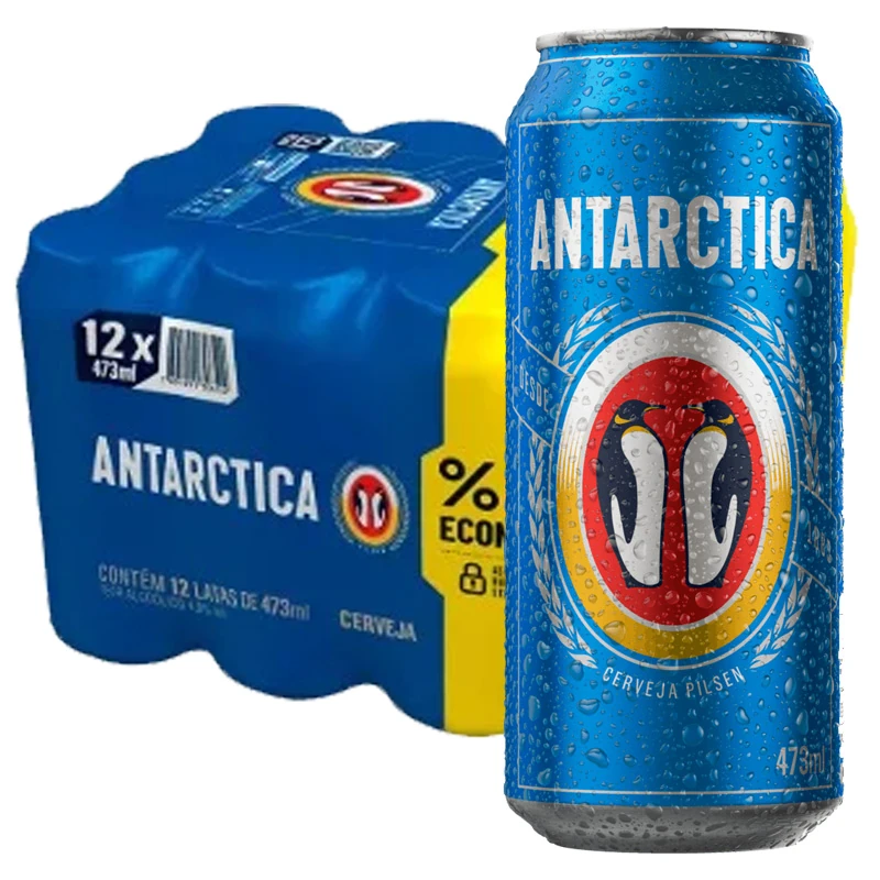 Cerveja Pilsen Antarctica Latão 473ml Pack 12 un
