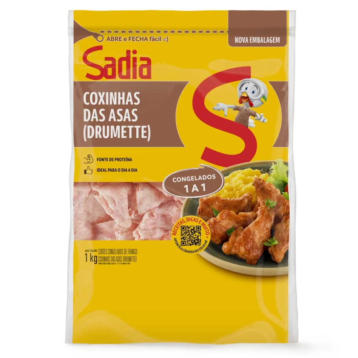 Coxinha Asa Drumet Frango Zip Sadia Pacote 1kg