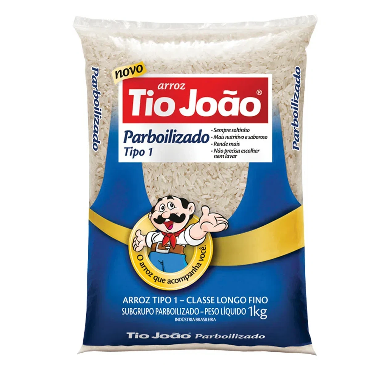 Arroz Parboilizado Tipo 1 Longo Fino Tio João Pacote 1kg