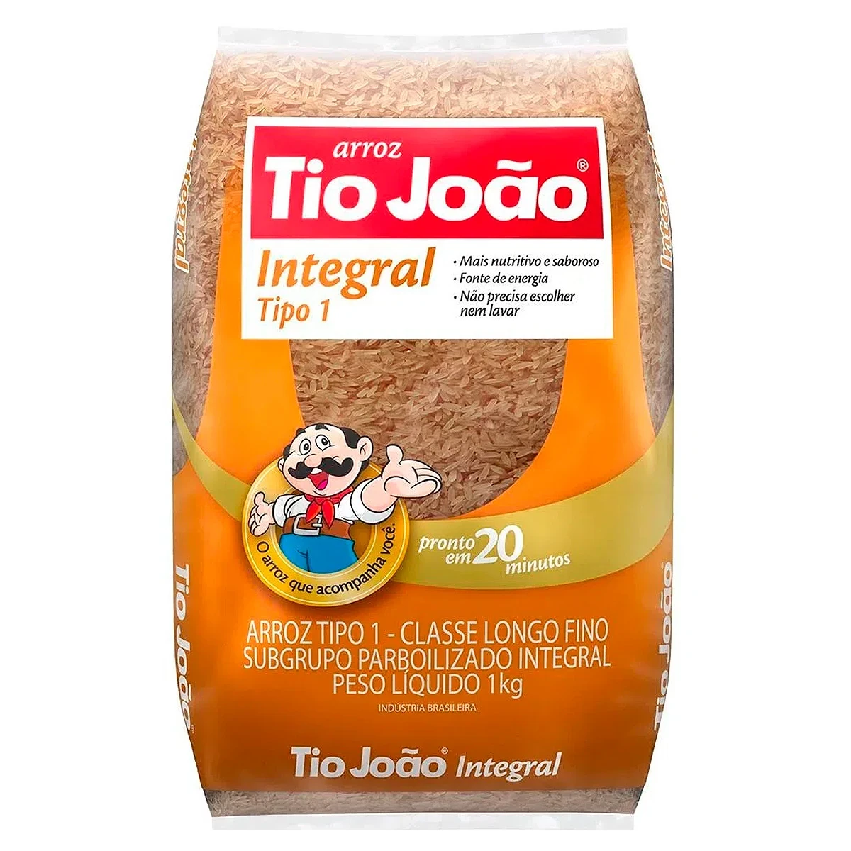 Arroz Integral Tipo 1 Parboilizado Tio João Pacote 1kg