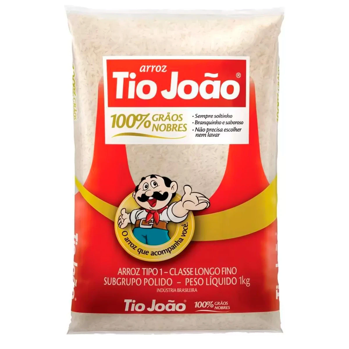 Arroz Branco Tipo 1 Longo Fino Tio João Pacote 1kg