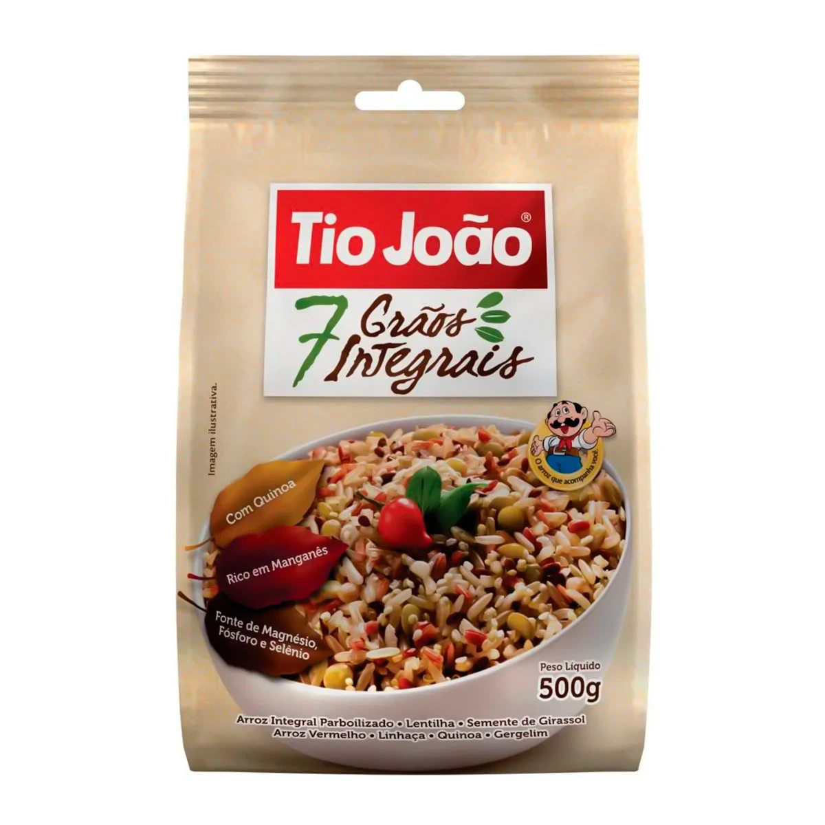 Arroz Integral 7 Grãos Tio João Pacote 500g