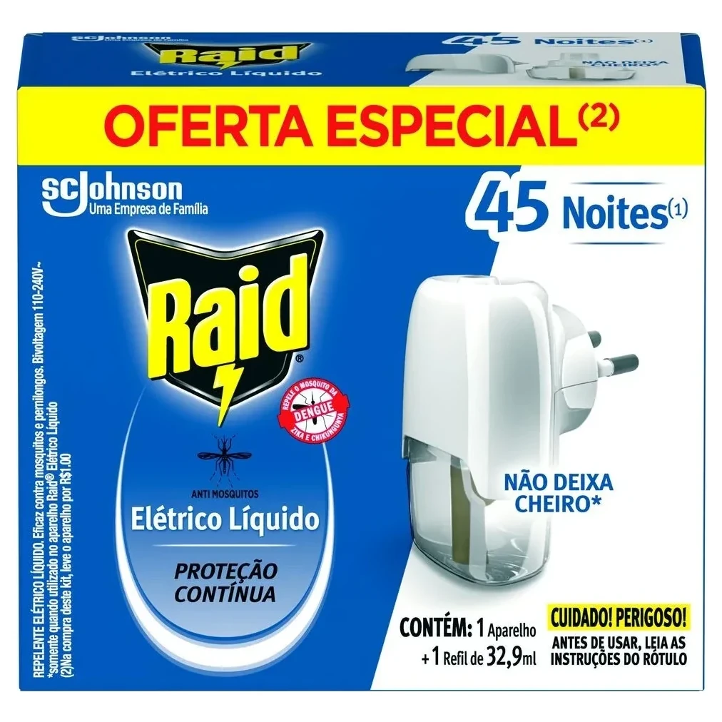 Inseticida Eletrico Líquido Aparelho+refil Raid Caixa 32ml