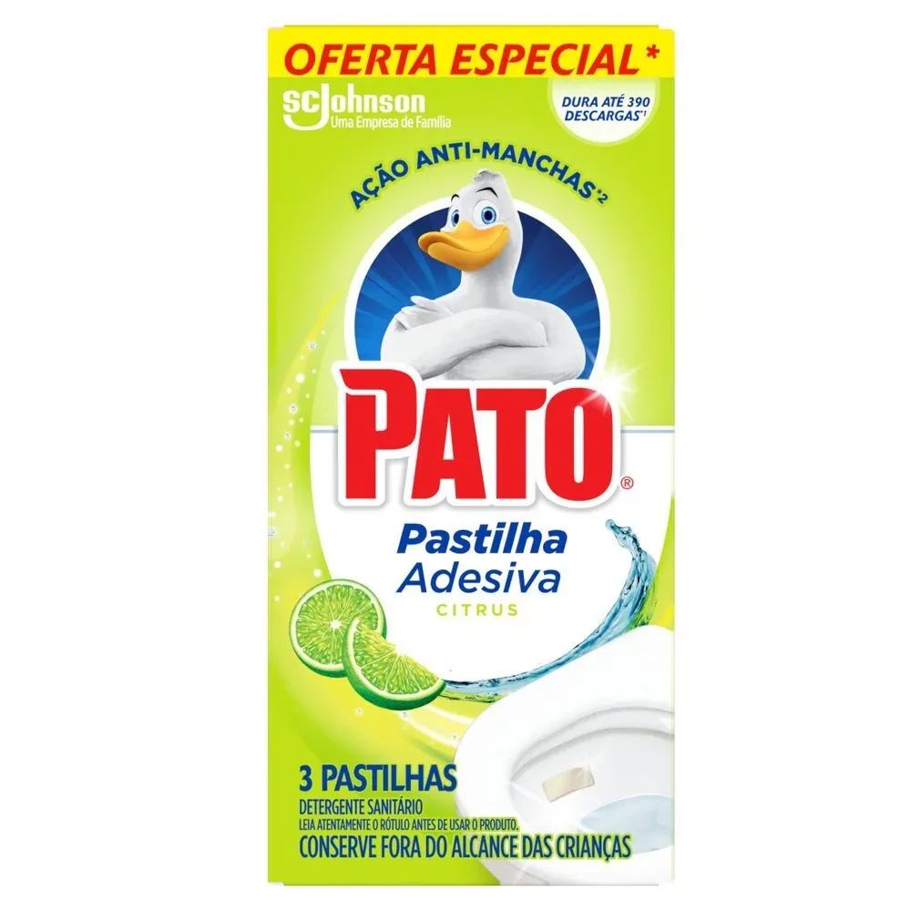 Pastilha Adesiva Sanitária Citrus Pato Caixa 3 Unidades