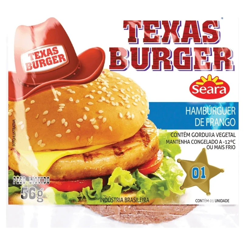 Hambúrguer Indiv Congelado Bovino Texas Burger 56g