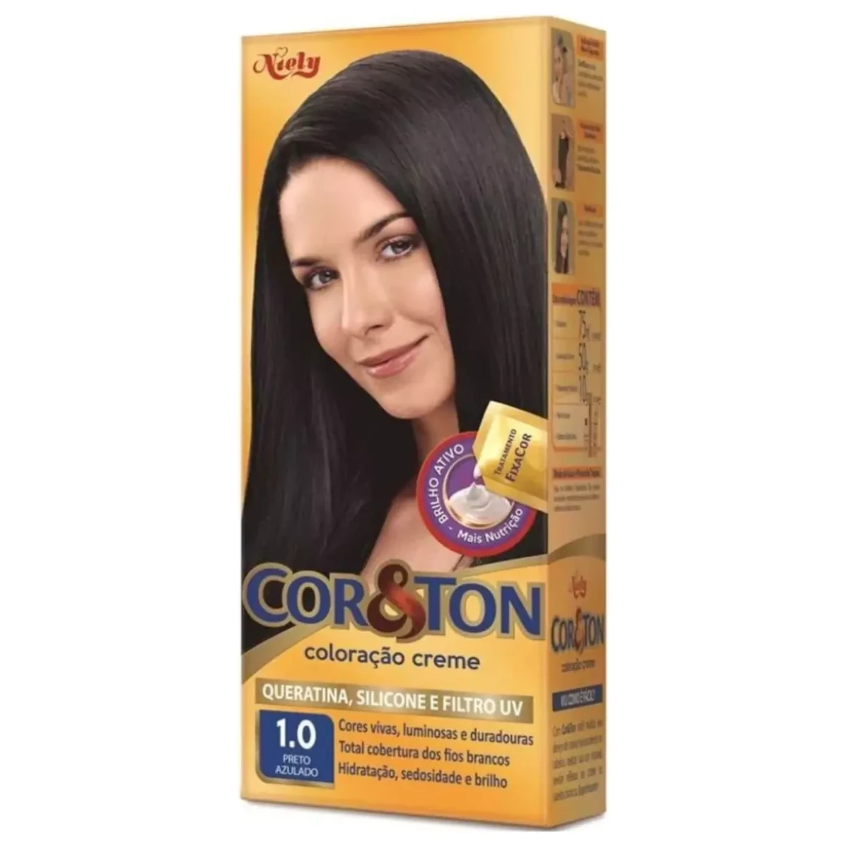 Tintura Cabelo 1.0 Preto Azulado Cor&ton