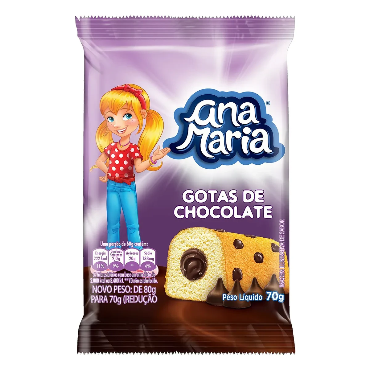 Mini Bolo Gotas Chocolate Ana Maria Pacote 70g