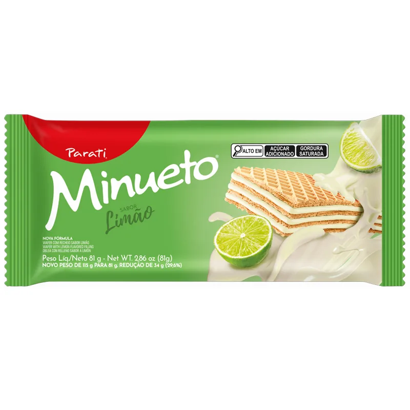 Biscoito Wafer Limão Minueto Pacote 73g