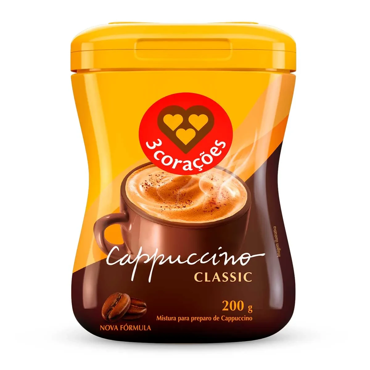 Mistura Cappuccino Classic 3 Corações Pote 200g