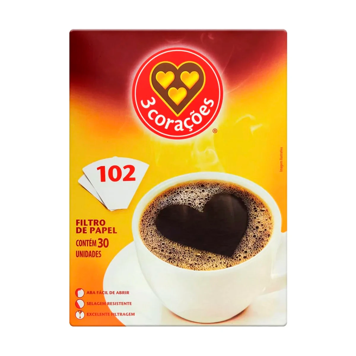 Filtro Papel 102 3 Corações Caixa 30 Unidades