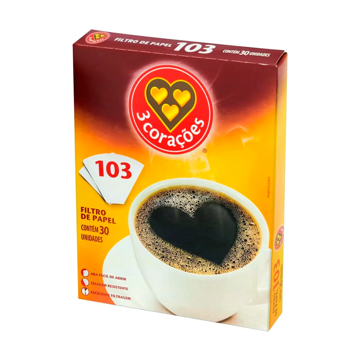 Filtro Papel 103 3 Corações Caixa 30 Unidades