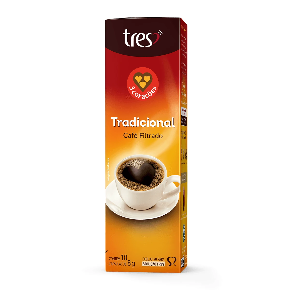 Café Capsula Tres Filtrado Tradicional 3 Corações Caixa 10 Unidades 75g