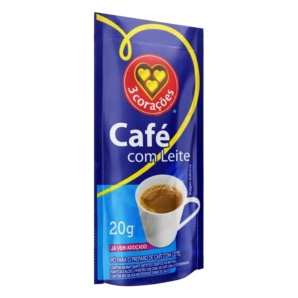 Café com Leite Soluvel 3 Corações Sachet