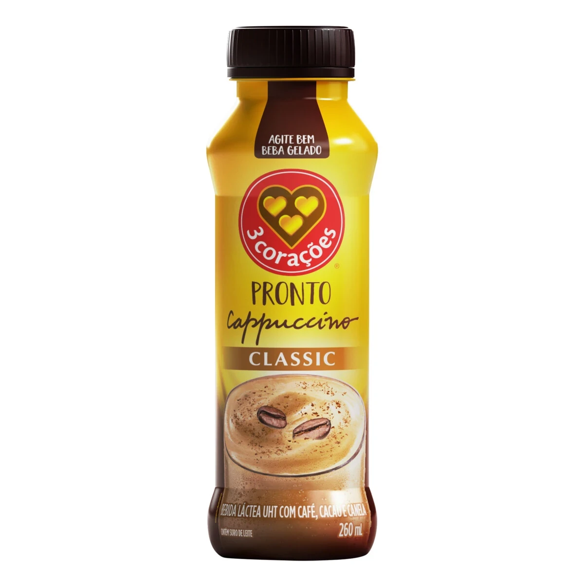 Bebida Lactea UHT Cappuccino Classic 3 Corações Garrafa 260ml