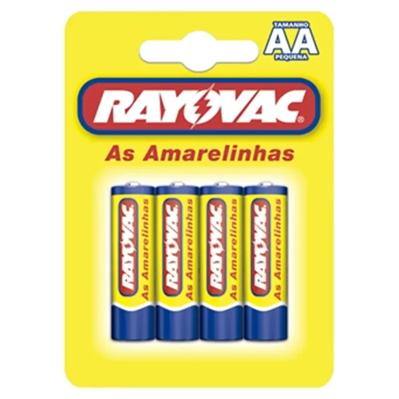 Pilha Carvao Amarelinhas Aa Rayovac Cartela 4 Unidades