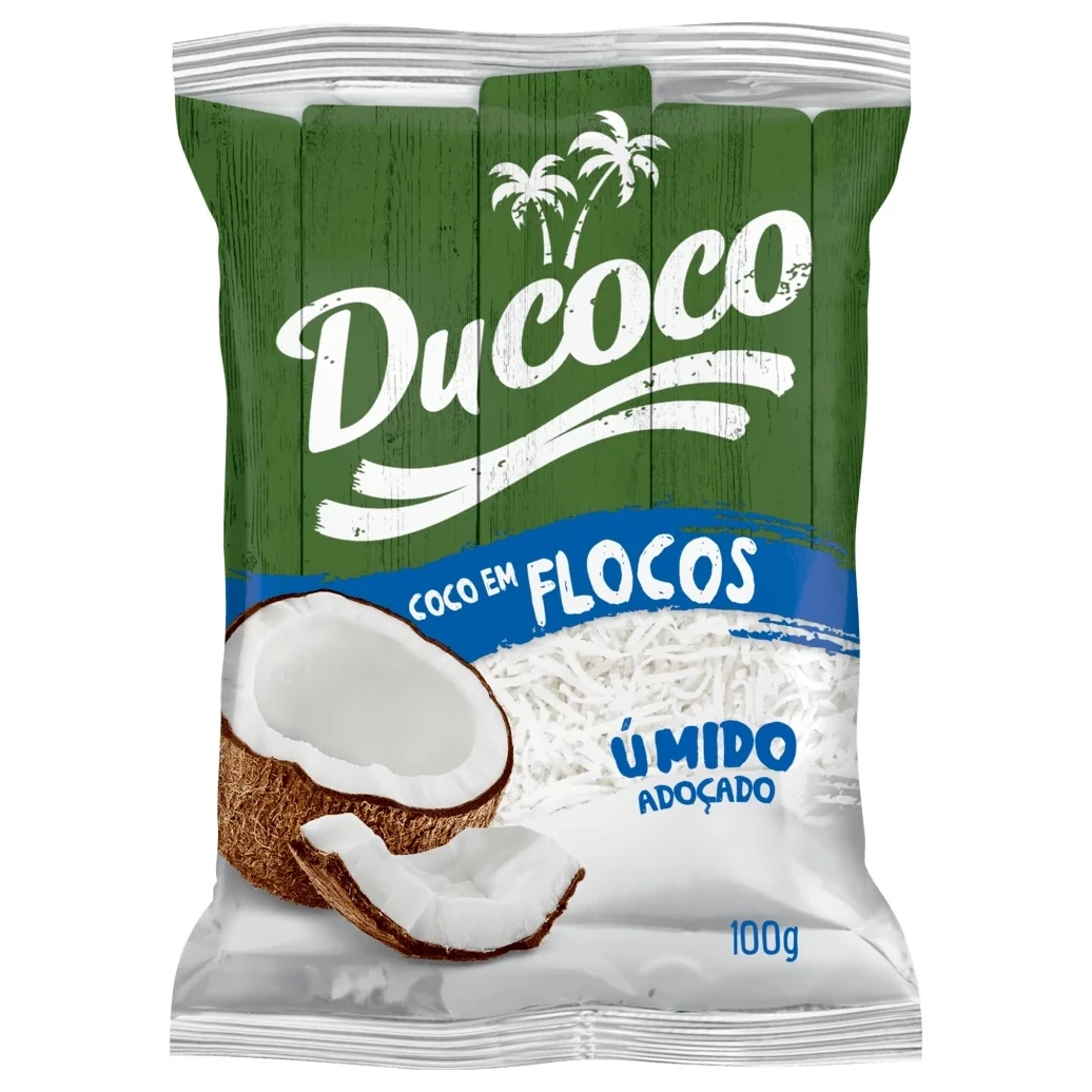 Coco Ralado em Flocos Umido Adocado Ducoco Envelope 100g