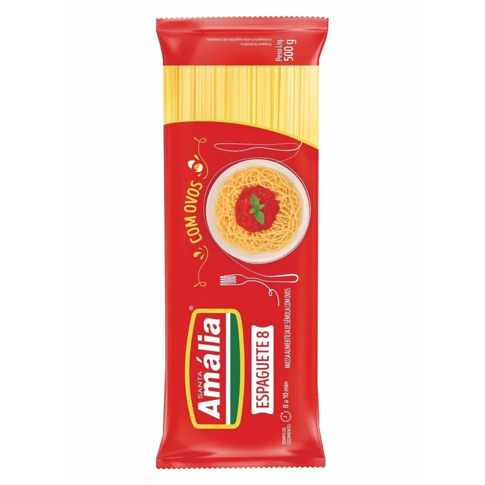 Massa Macarrão com Ovos Espaguete N8 Santa Amalia Pacote 500g
