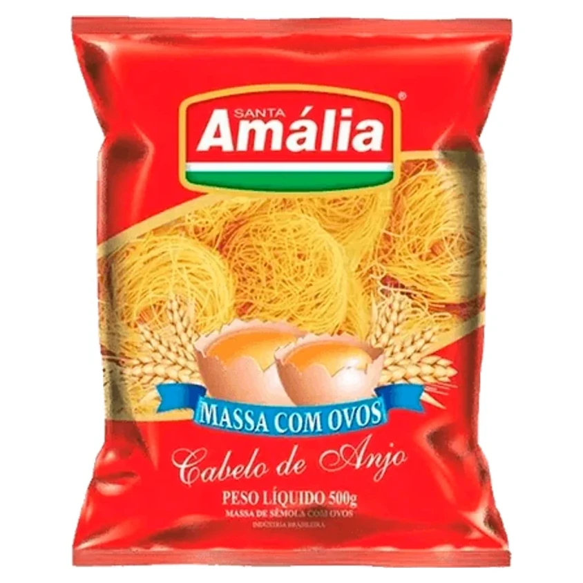 Massa Macarrão com Ovos Ninho Cabelo Anjo Santa Amalia Pacote 500g