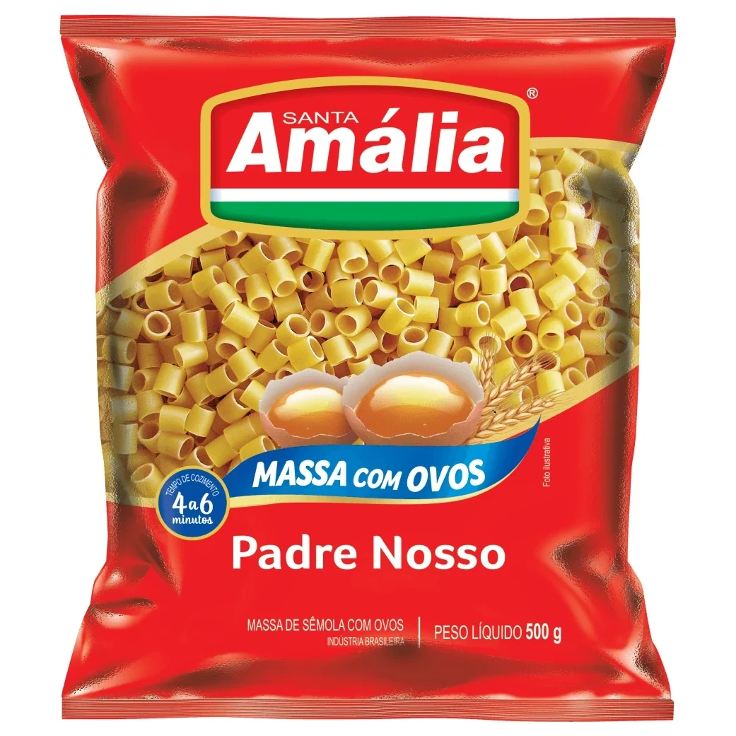 Massa Macarrão com Ovos Cortada Padre Nosso Santa Amalia Pacote 500g