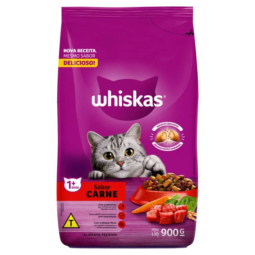 Alimento Seco Gato Carne Whiskas Pacote 900g