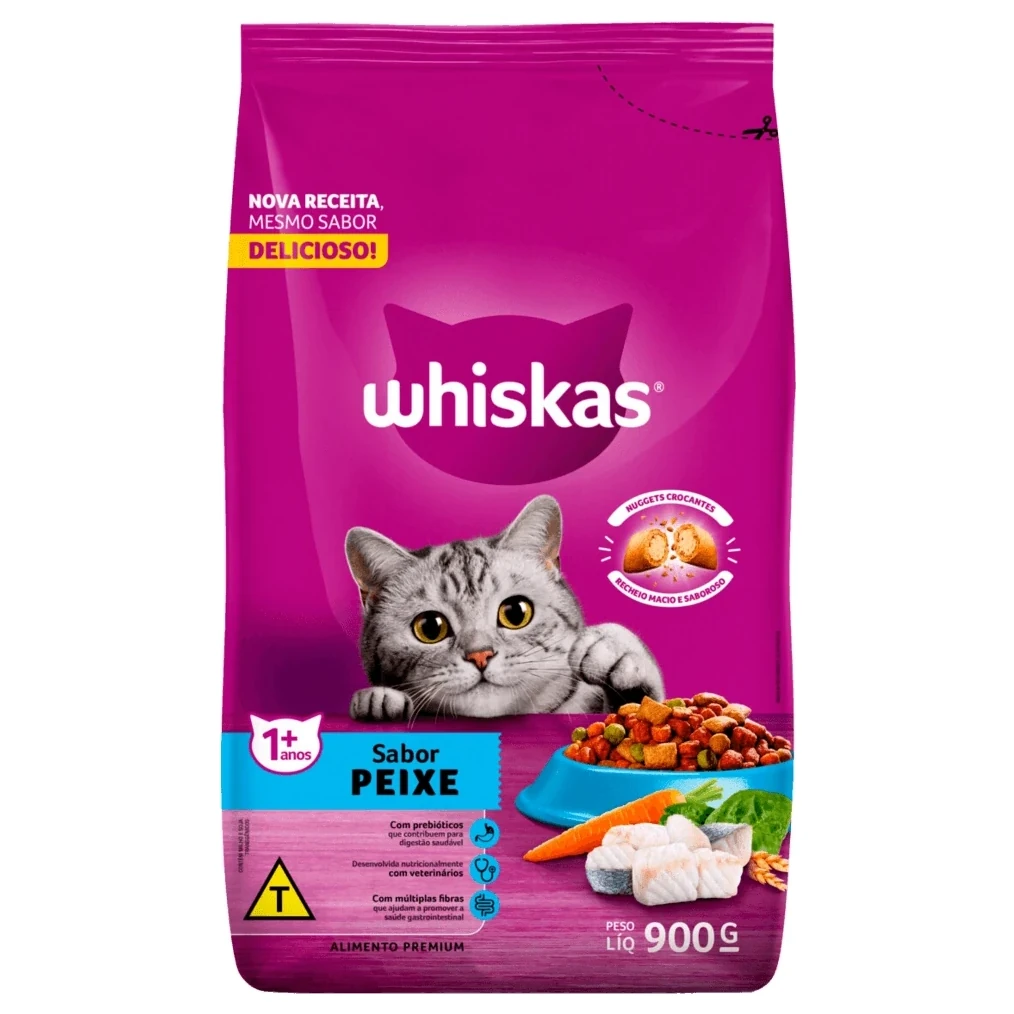 Alimento Seco Gato Peixe Whiskas Pacote 900g