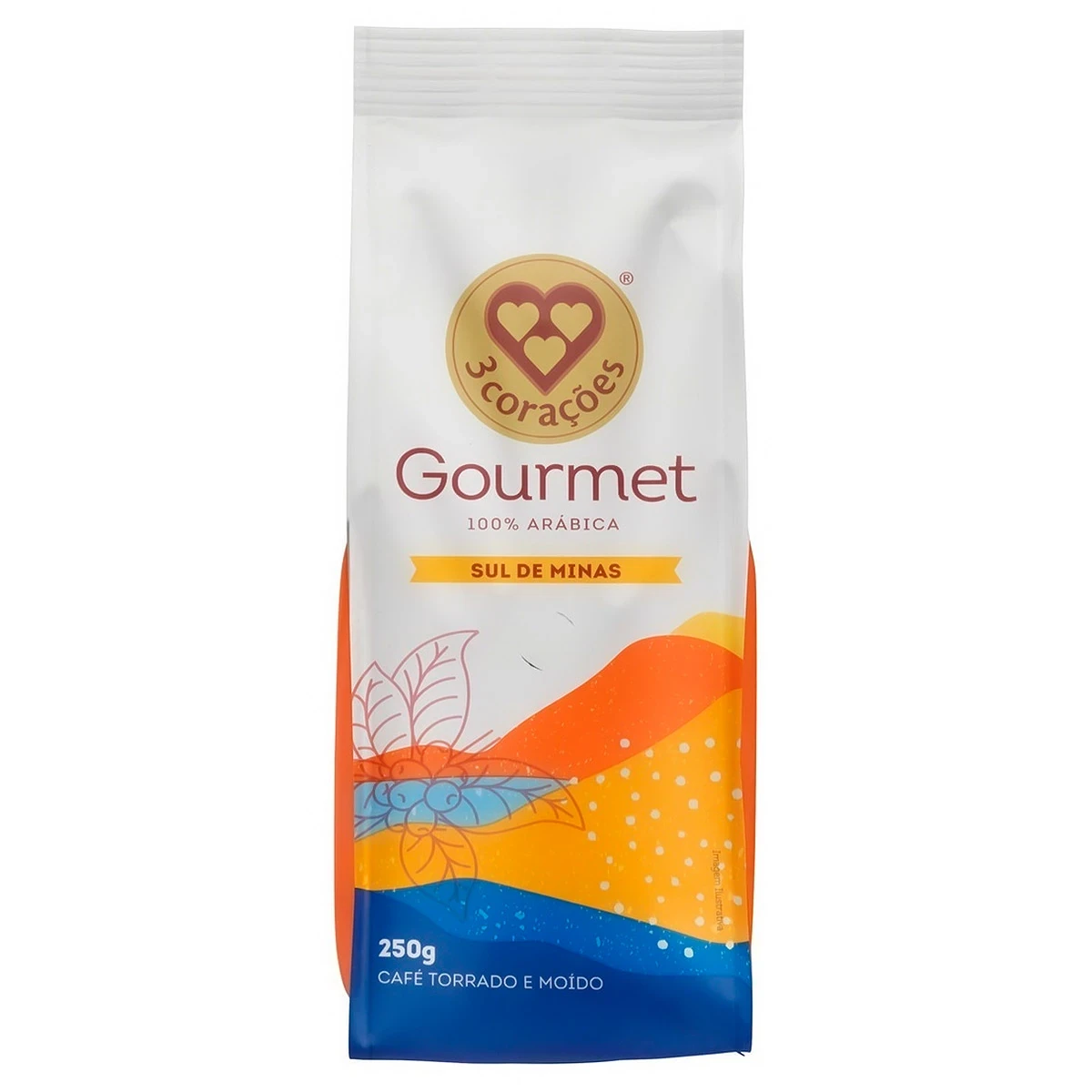 Café Torrado Moido Pouch Gourmet Sul de Minas 3 Corações Pacote 250g