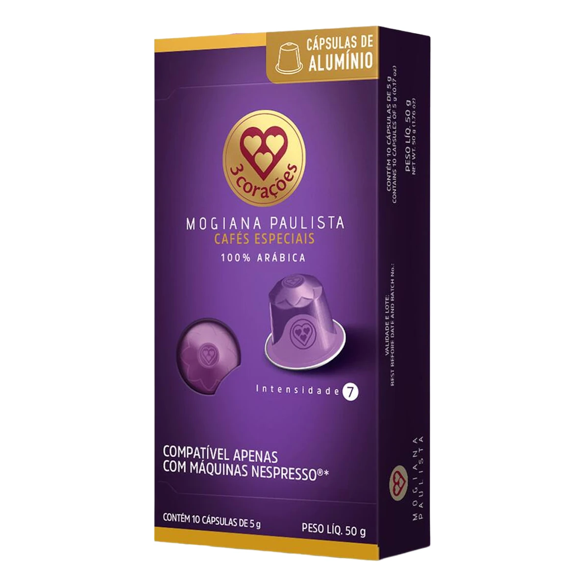 Café Capsula Nespresso Tres Mogiana Paulista 3 Corações Caixa 10 Unidades 50g
