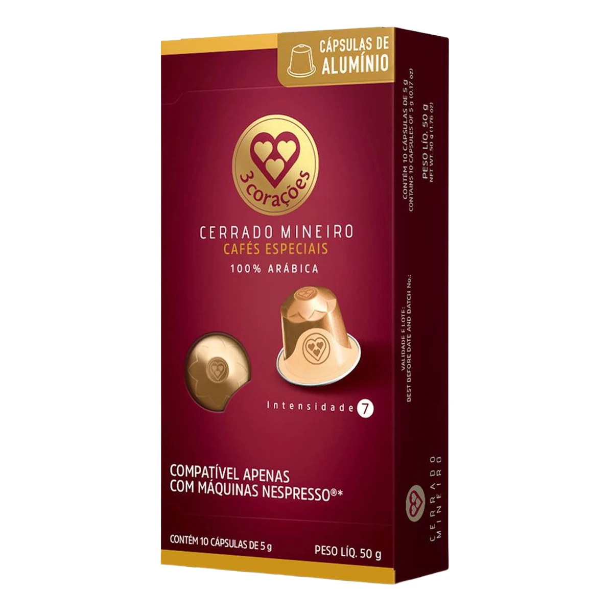Café Capsula Nespresso Tres Cerrado Mineiro 3 Corações Caixa 10 Unidades 50g
