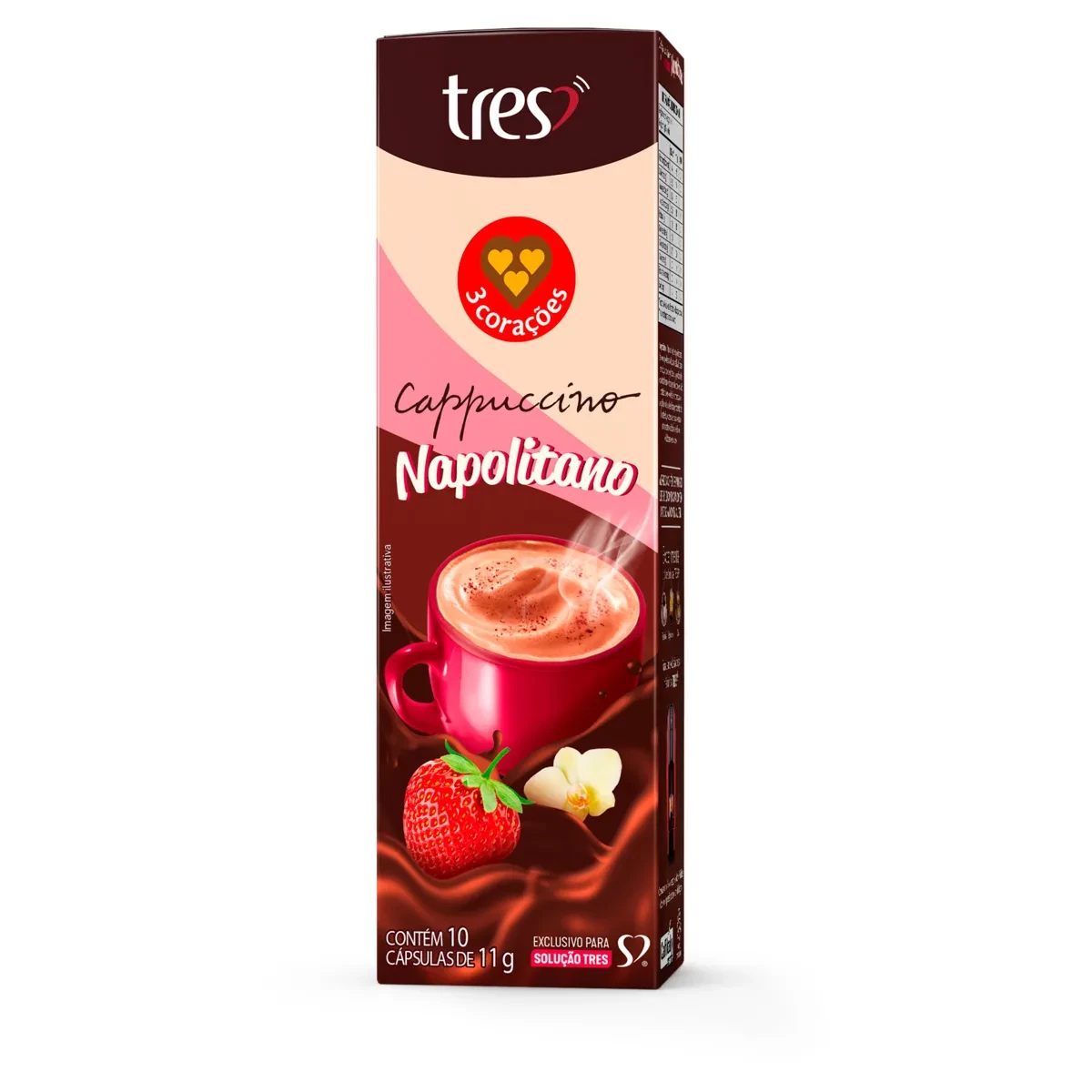 Café Capsula Tres Cappuccino Napolitano 3 Corações Caixa 10 Unidades