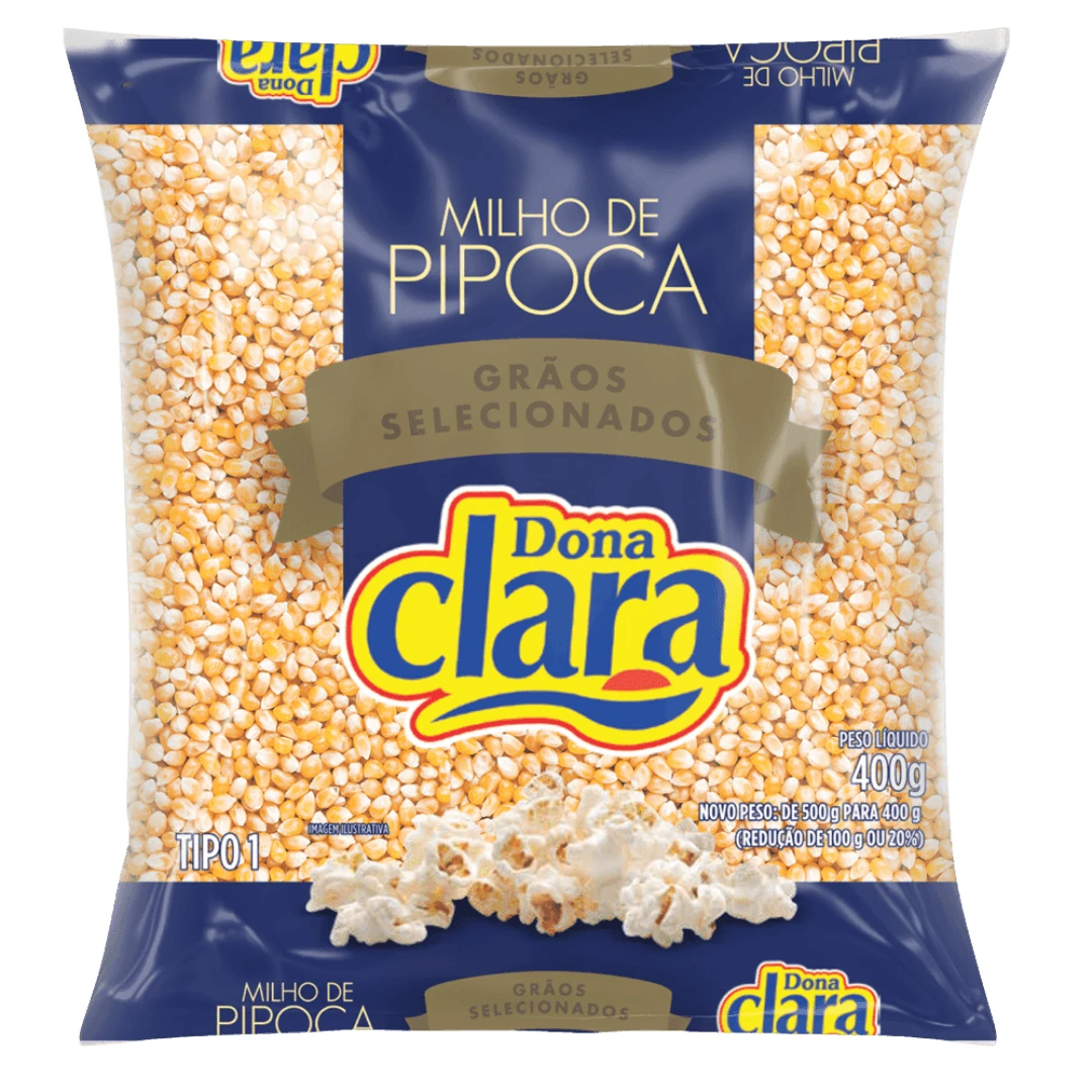 Milho Pipoca Grão Dona Clara Pacote 400g