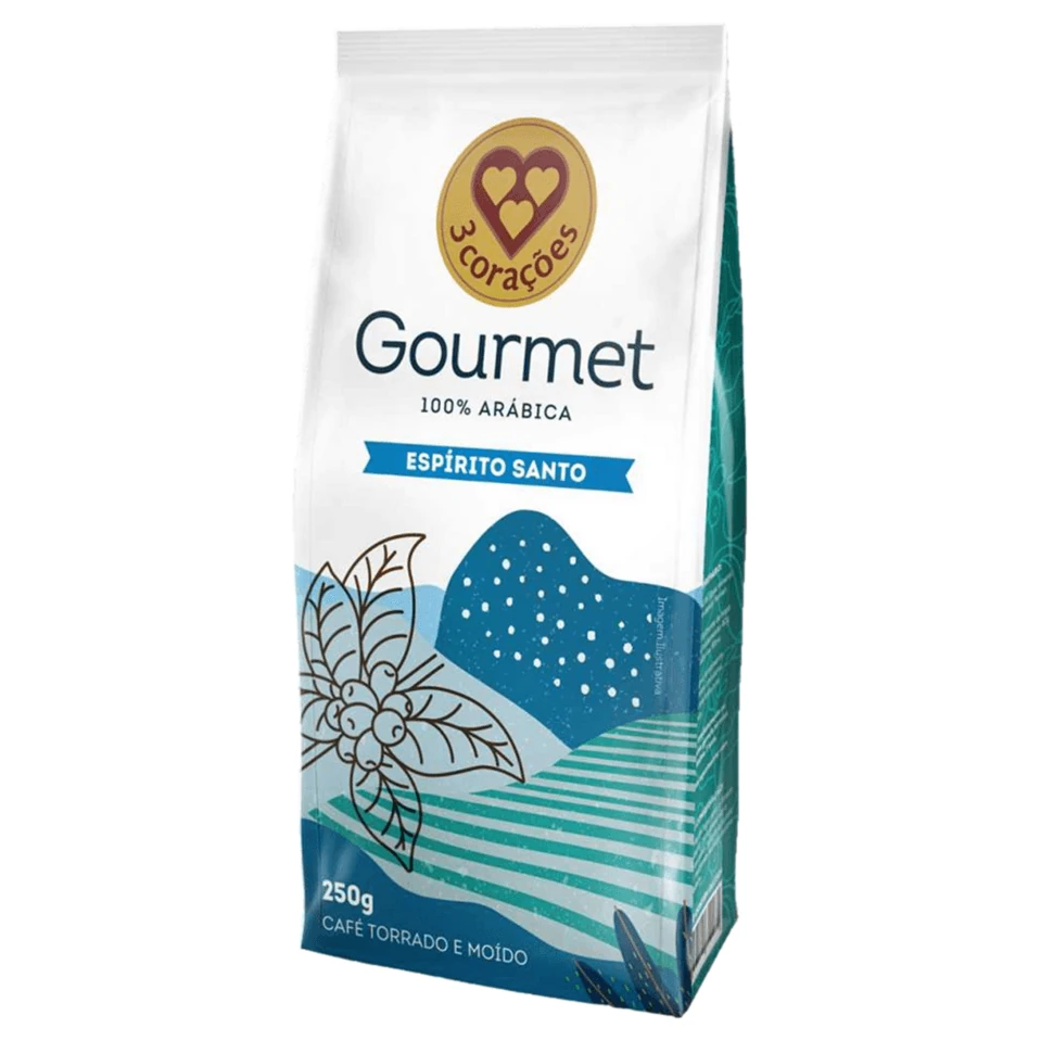 Café Torrado Moido Pouch Gourmet Espirito Santo 3 Corações Pacote 250g