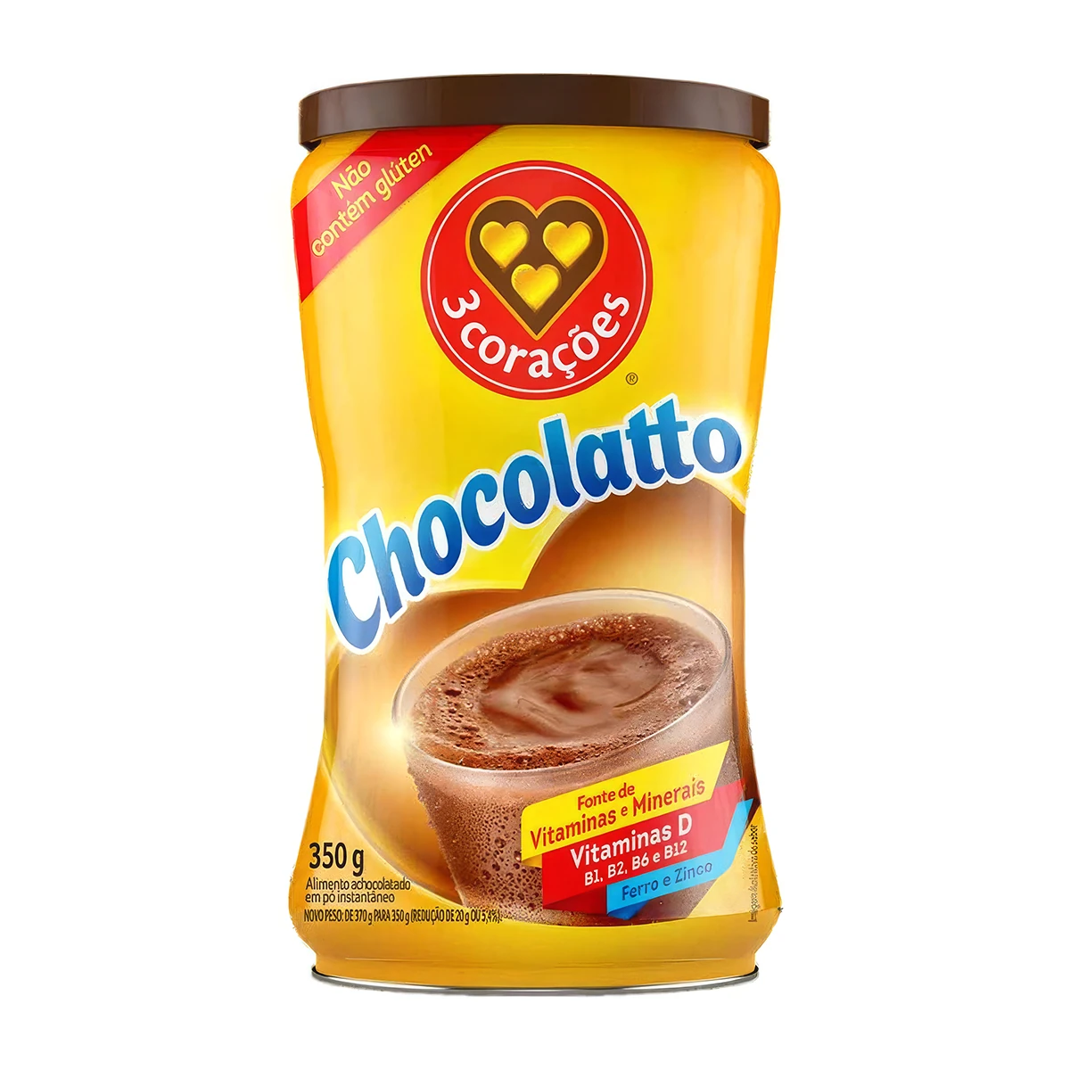 Alimento Achocolatado Pó Chocolatto 3 Corações Lata 350g