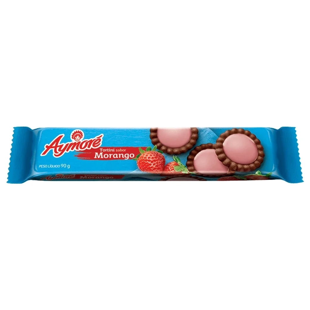 Biscoito Tortinha Morango Aymore Pacote 90g