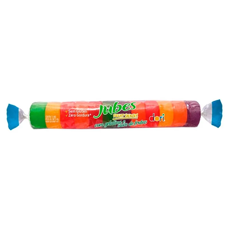 Bala Goma Jubes Tubo Gelatina Frutas Dori Pacote 48g