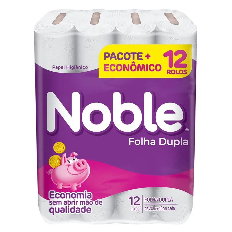 Papel Higienico Folha Dupla 20m Noble Pacote 12 Unidades