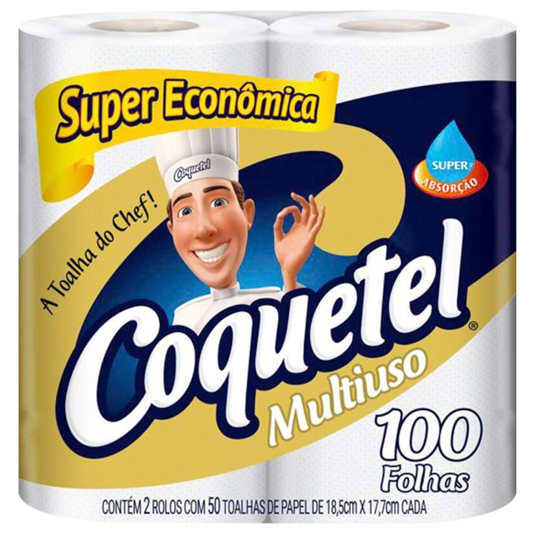 Toalha Papel com 50 F Coquetel Pacote 2 Unidades