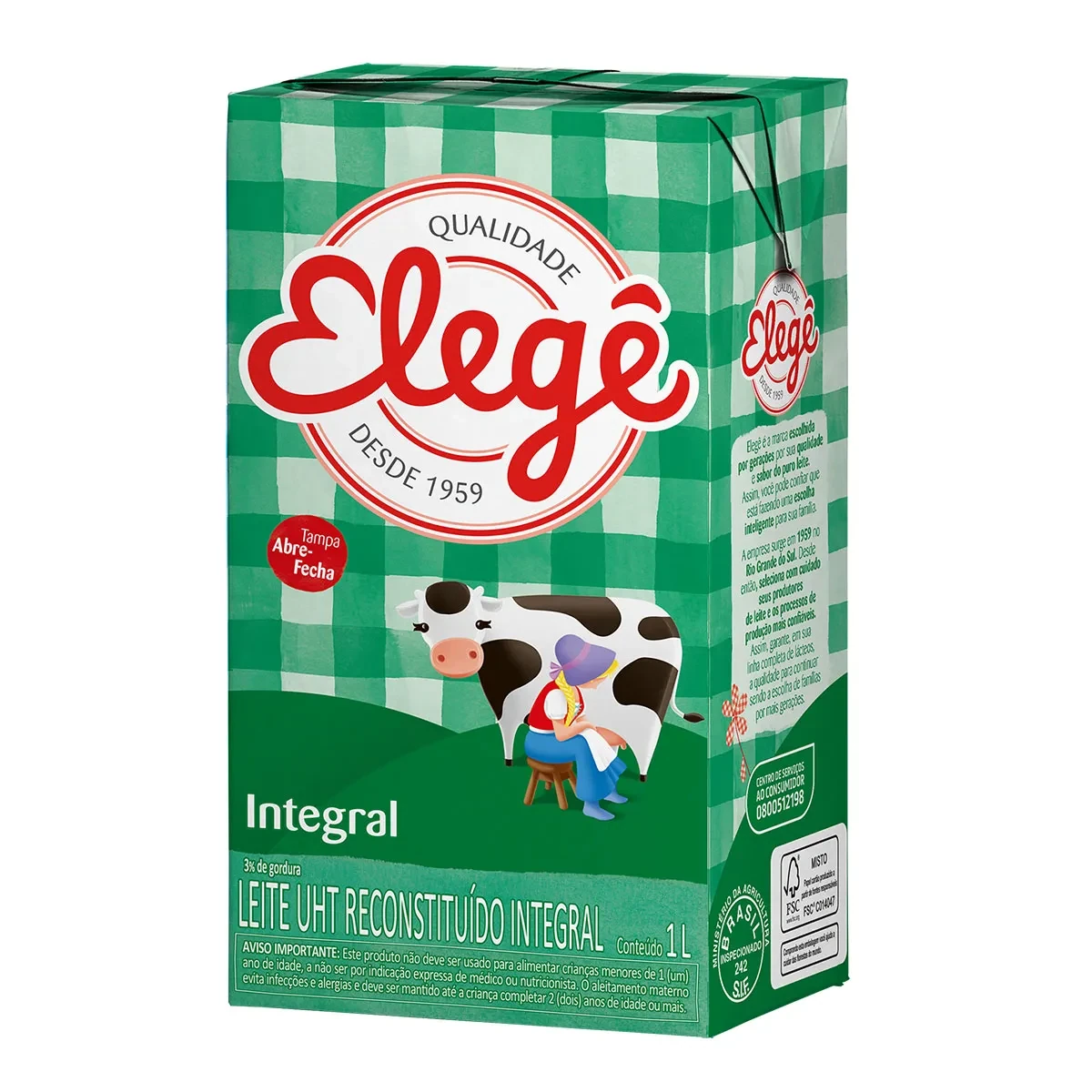 Leite Longa Vida UHT Integral Elege Caixinha 1L