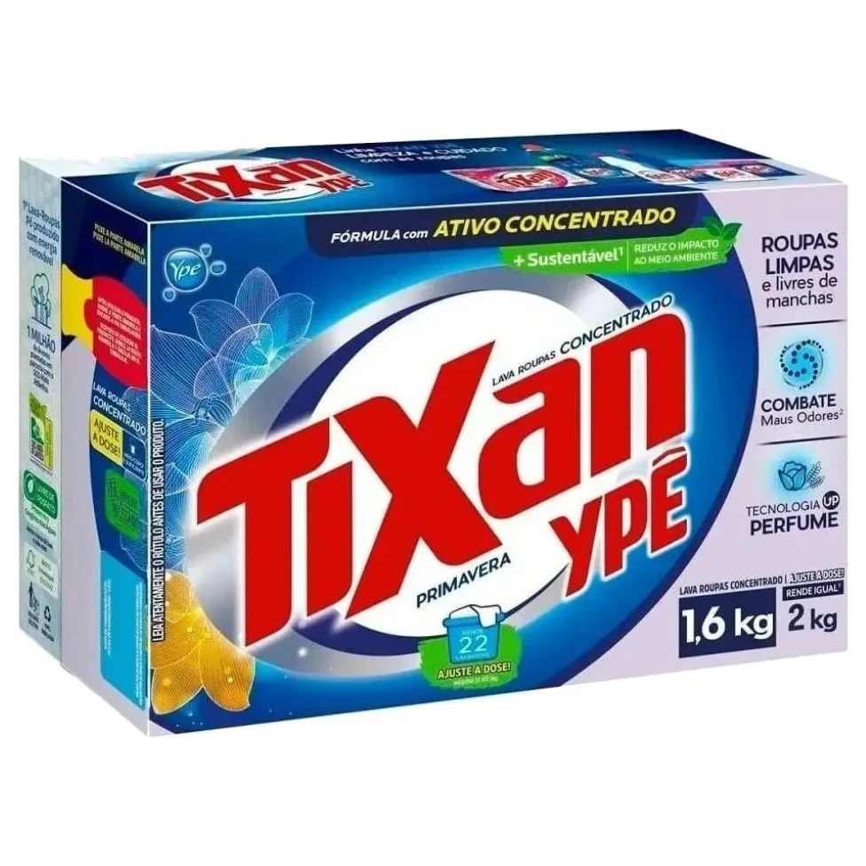 Lava Roupa Pó Primavera Nova Formula Tixan Sache 1600g