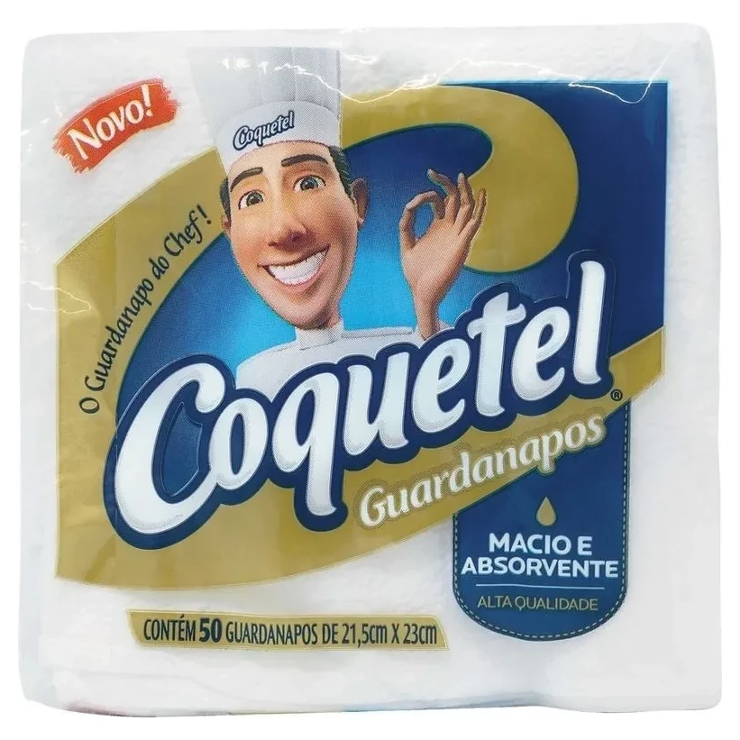 Guardanapo Papel Folha Simples 22x23cm Branco Coquetel Pacote 50 Unidades