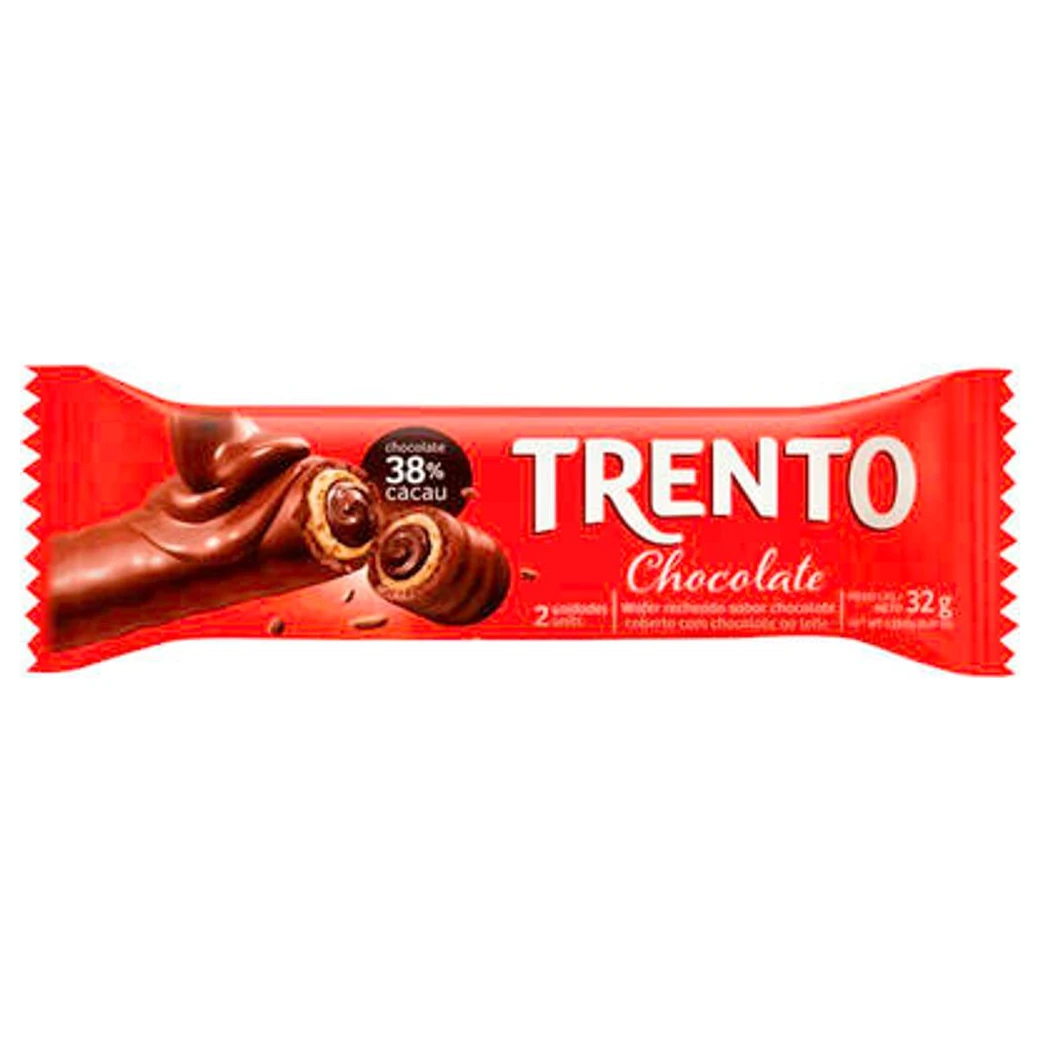 Wafer Recheado Rolinho Chocolate Leite Trento 29g