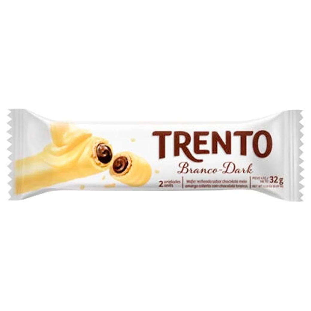 Wafer Recheado Rolinho Chocolate Branco Dark Trento 29g