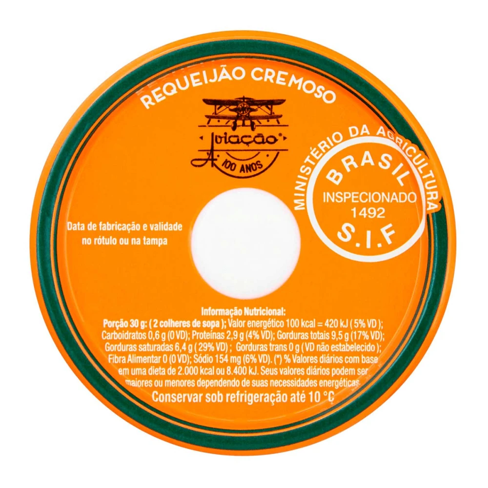 Requeijão Cremoso Tradicional Aviacao Vidro 180g