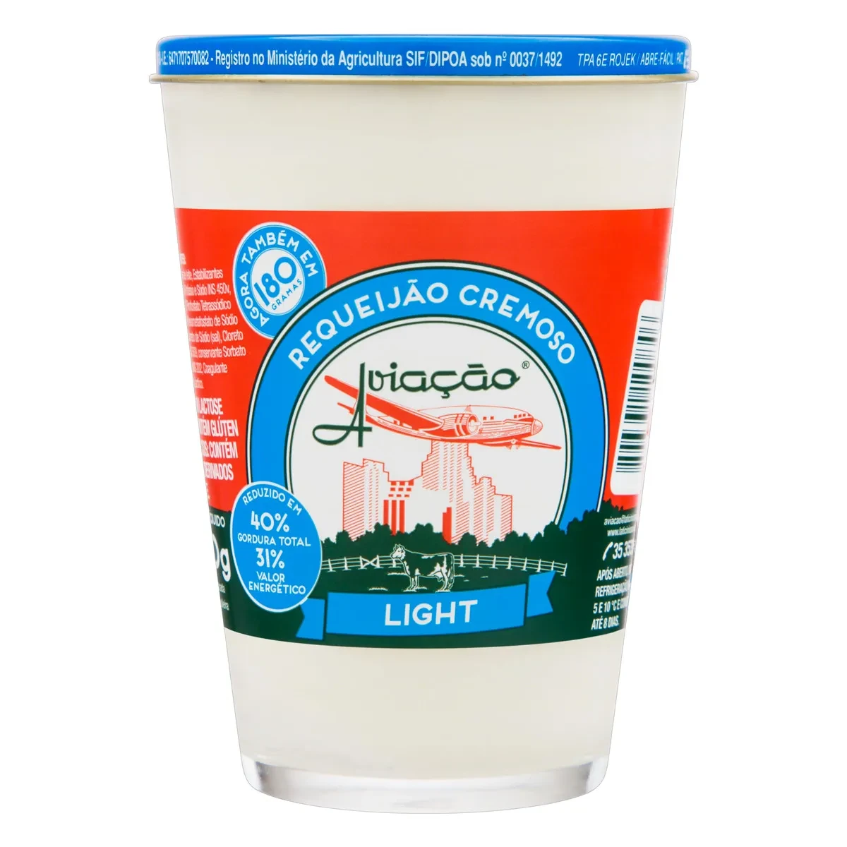 Requeijão Cremoso LIGHT Aviacao Vidro 180g
